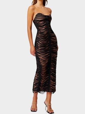 elliatt galadirel strapless asymmetric jacquard maxi dress Shaping Asymmetric Dress  Harriet